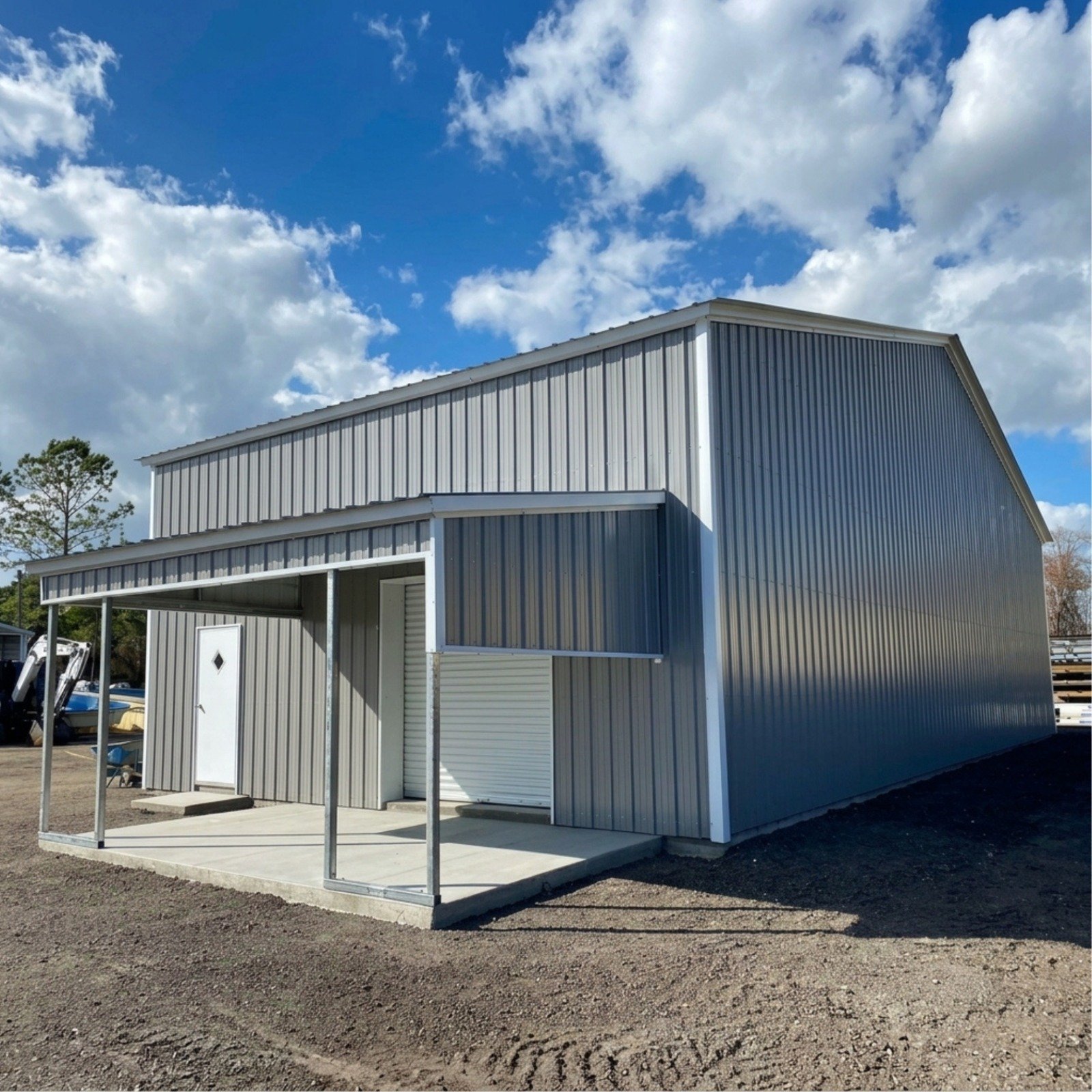 Metal building with side door